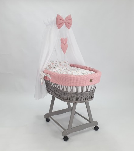 Stubenwagen Rollen Grau - Rosa